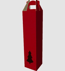 Pudełko na wino choinka czerwone 83x83x320mm F217