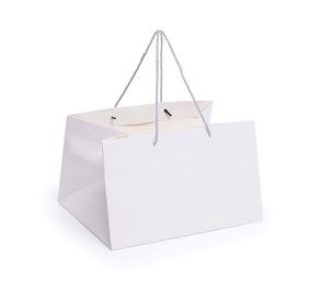 Biała laminowana torba papierowa prezentowa 355x275x215mm ze sznurkowymi uchwytami