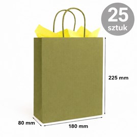 Torba papierowa kraft khaki 180×80×225 mm z uchwytem 25 sztuk