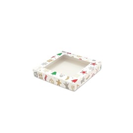 Pudełko świąteczne z oknem, wzór prezenty 150x150x25mm