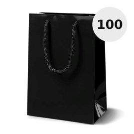 Czarna torba papierowa laminowana 170×70×250 mm 100 sztuk