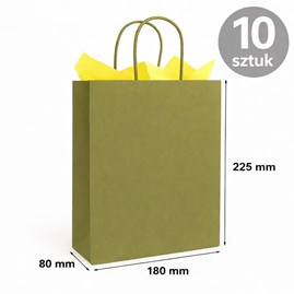 Torba papierowa kraft khaki 180×80×225 mm z uchwytem 10 sztuk