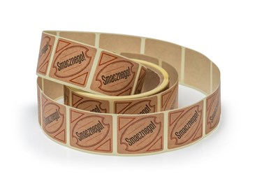 Naklejki na rolce, papier Kraft 35x40mm Smacznego #3, 200szt