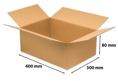 Karton klapowy 400x300x80 mm B320 – płaskie pudełko do wysyłki