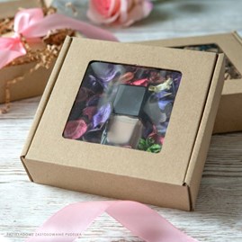 Pudełko ozdobne EKO brąz z oknem 130x130x40mm