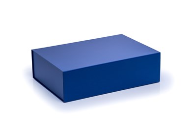 szafirowe pudełko magnetyczne, pantone 288C, pudełko 350x250x100, opakowanie eleganckie, opakowanie premium