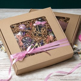 Pudełko ozdobne EKO brąz z oknem 300x300x50mm