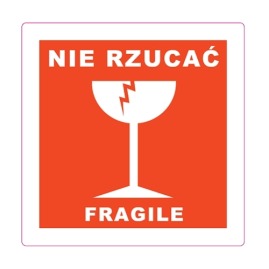 Etykiety NIE RZUCAC - FRAGILE - 10 x10cm - 100szt