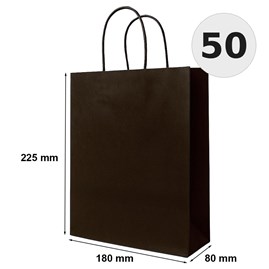 torba papierowa czekoladowa 180x80x225 mm 50 sztuk