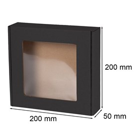 Pudełko ozdobne z oknem Czarne 200x200x50mm