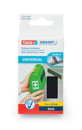 Rzep w taśmie TESA ON & OFF 1m/20mm czarny