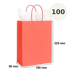 torba papierowa jasna czerwona 180x80x225 mm 100 sztuk