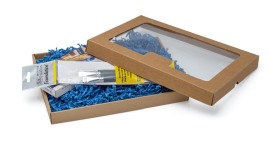 Pudełko karbowane z oknem 290x220x30mm wieczkowe