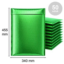 Koperty bąbelkowe metaliczne zielone K20 50 szt