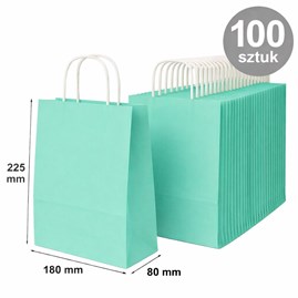torba papierowa pastelowa zielona 180x80x225 mm 100 sztuk