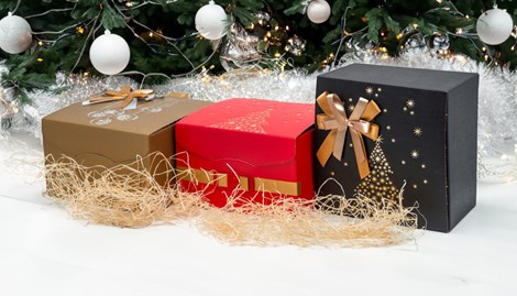 Pudełko świąteczne składane XL 250x250x150mm K-8082BW Czarne