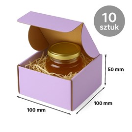 10 pudełek w dwóch rzędach, jedno zbliżenie na fakturę barwionej tektury.