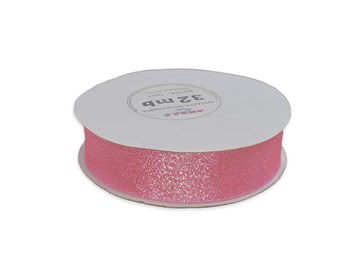 Wstążka brokatowa 25mm/32m różowa WB7011