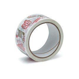 Taśma pakowa w świąteczne wzorki Złoto-Czerwona 45mm/50m