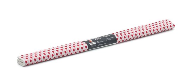 Bibuła Marszczona 50x200cm Biała w Kropki Czerwone