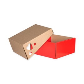 Pudełko ozdobne z wiekiem EKO SERCE CZERWONE 200x200x100mm