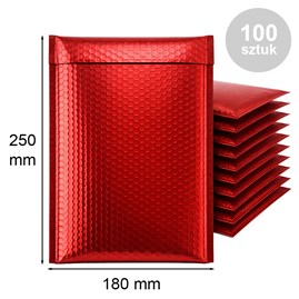 Koperty bąbelkowe metaliczne czerwone D14 100szt