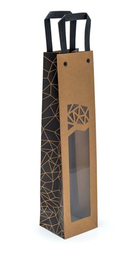 Torba ozdobna na butelkę, Z OKNEM, 95x91x385mm Ecru-Noir