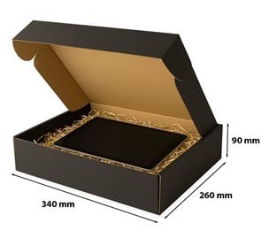 Karton wykrojnikowy czarny 340x260x90 mm – eleganckie pudełko premium