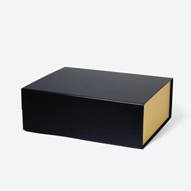 Czarne pudełko magnetyczne A4 ze złotym wnętrzem 330×255×115 mm