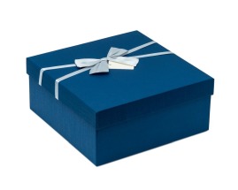 Zestaw pudełek-kwadrat (4 szt.) Granat+kokarda