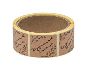 Naklejki Kraft 35x40mm Przyjemność dawania, 200szt. na rolce
