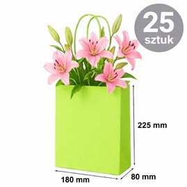 Zielona torba papierowa kraft 180×80×225 mm z uchwytem 25 sztuk