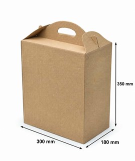 Brązowe karbowane pudełko z uchwytem 300x180x350mm F217 z tektury falistej