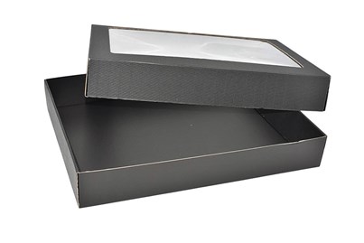 Pudełko karbowane czarne 350x300x90mm z oknem