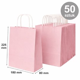 torba papierowa pastelowa różowa 180x80x225 mm 50 sztuk