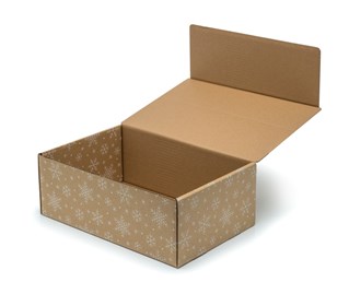 Pudełko świąteczne 375x245x140mm (wym. zewn.) Śnieżynki F421