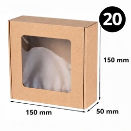 Pudełko EKO brąz z okienkiem 150x150x50 mm