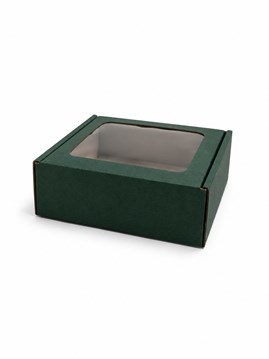 Pudełko ozdobne 150x150x50 mm zielone z oknem