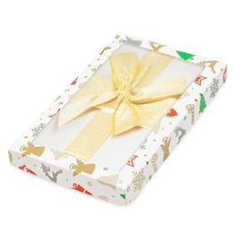 Pudełko ozdobne z oknem białe świąteczne 200x120x20mm