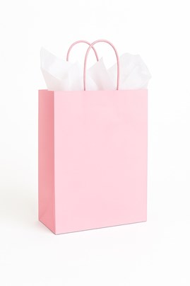 Torebka papierowa jasny róż 180x80x225 mm z papierowym uchwytem – subtelna i praktyczna