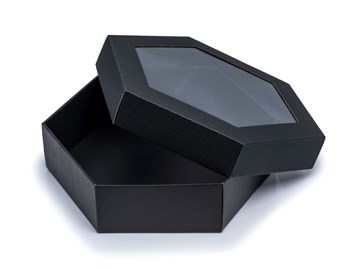 Pudełko karbowane czarne 380x380x90mm z oknem
