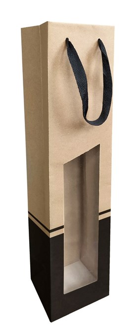 Torba ozdobna na butelkę, Z OKNEM 95x91x385mm