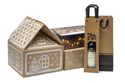 Torba ozdobna na butelkę, Z OKNEM 95x91x385mm