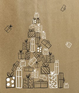 Torba świąteczna brązowa KRAFT 180x80x220mm PREZENTY