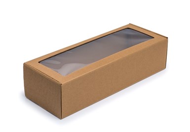 Pudełko ozdobne EKO karbowane z oknem 400x150x100mm F427