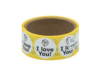 Naklejki okrągłe Białe Fi35mm I Love You 3 /200szt