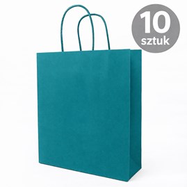 Torba papierowa kraft zielononiebieska 180×80×225 mm z uchwytem 10 sztuk