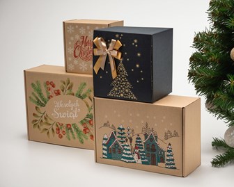 Pudełko świąteczne składane XL 250x250x150mm K-8082BW Czarne