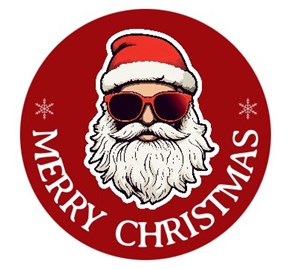 Naklejki okrągłe Czerwone 30mm Mikołaj/Merry Christmas 200sz