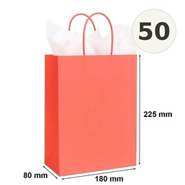 torba papierowa jasna czerwona 180x80x225 mm 50 sztuk